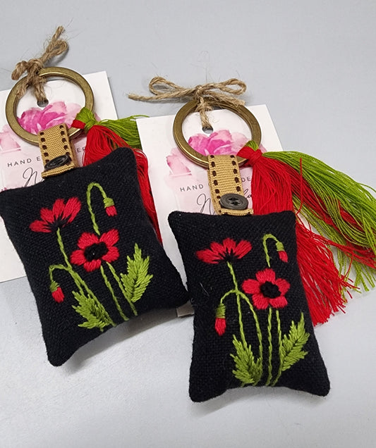 Ikali - Floral - Hand-embroidered Keychain