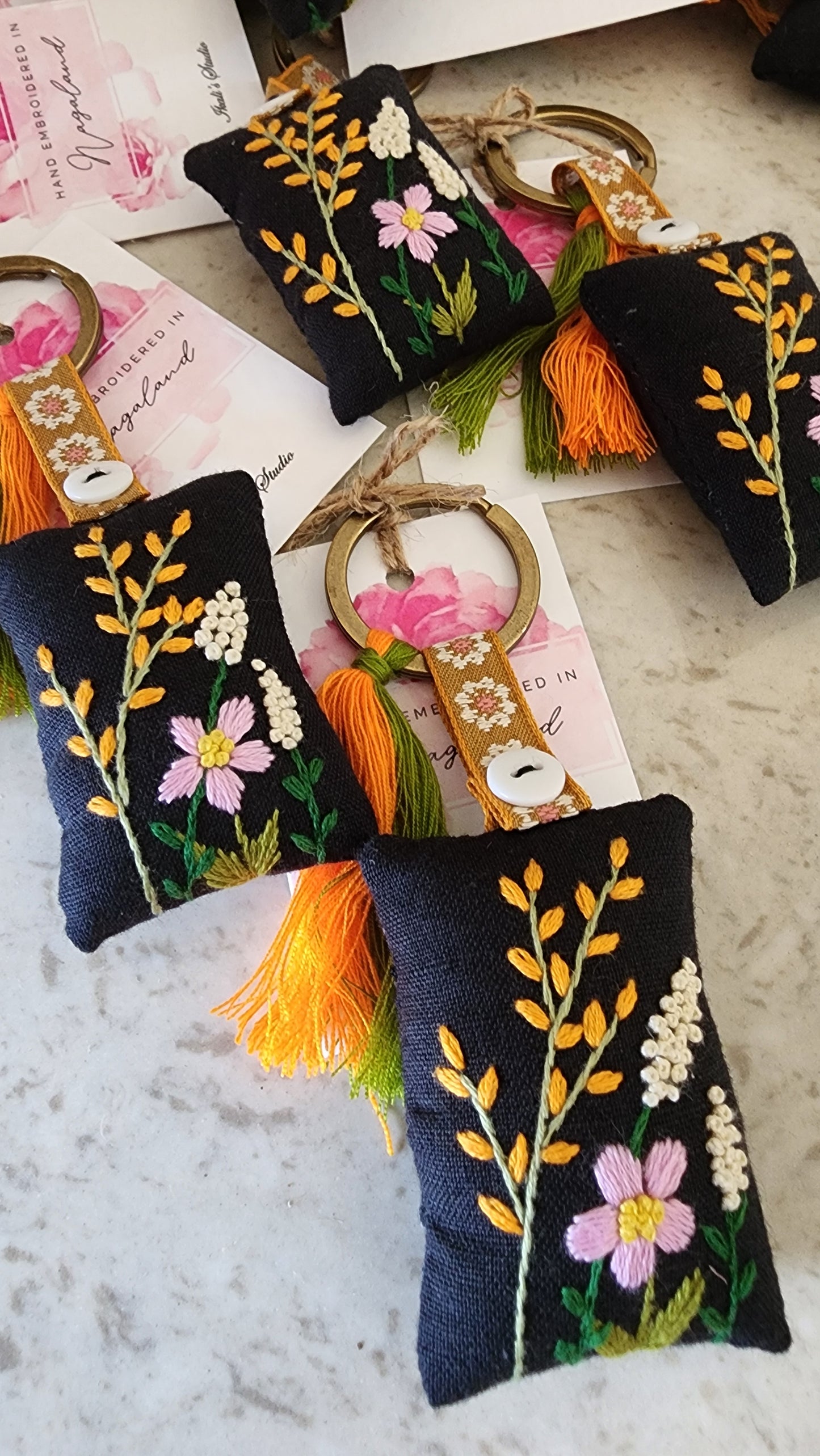 Ikali - Floral - Hand-embroidered Keychain