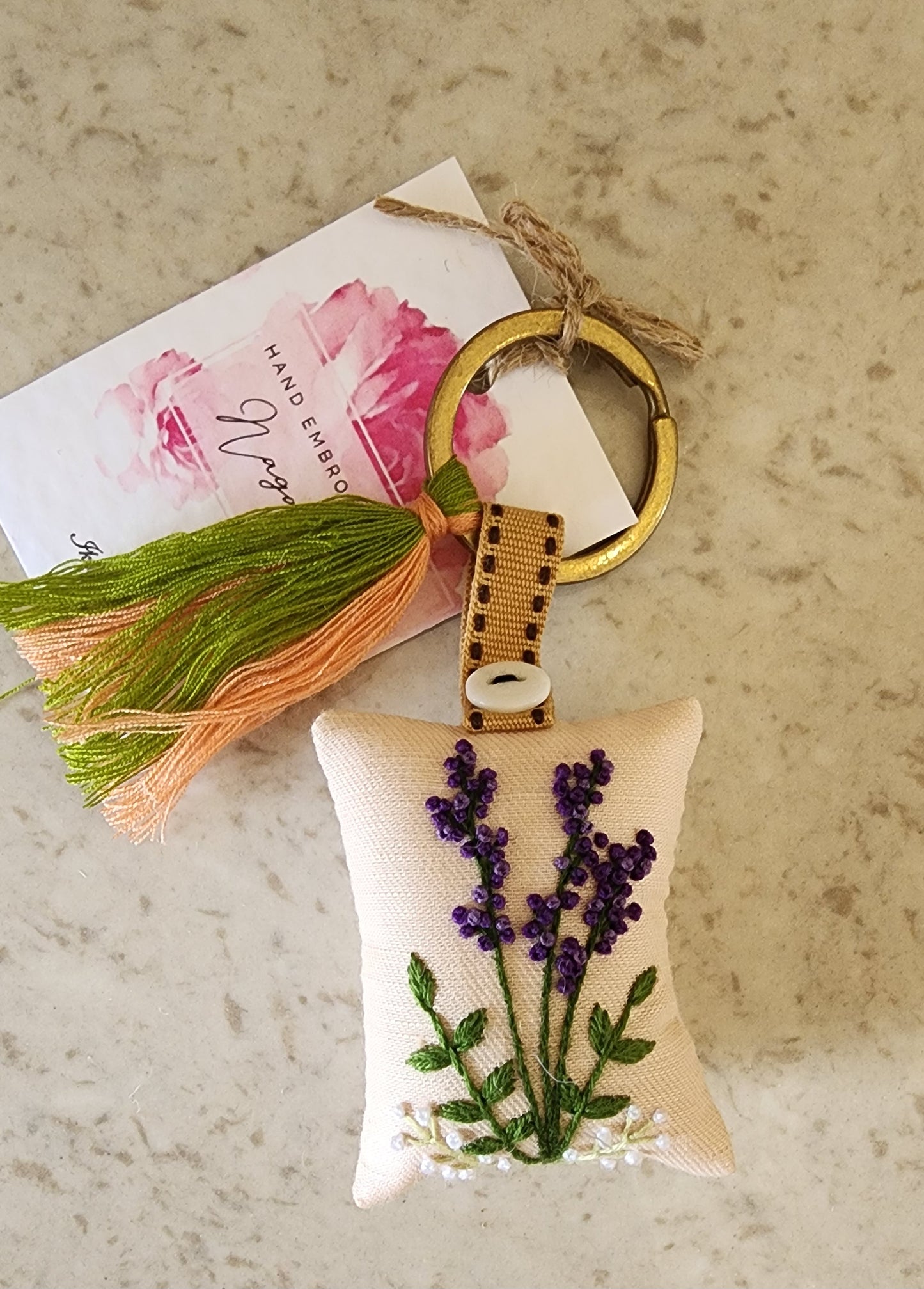 Ikali - Floral - Hand-embroidered Keychain