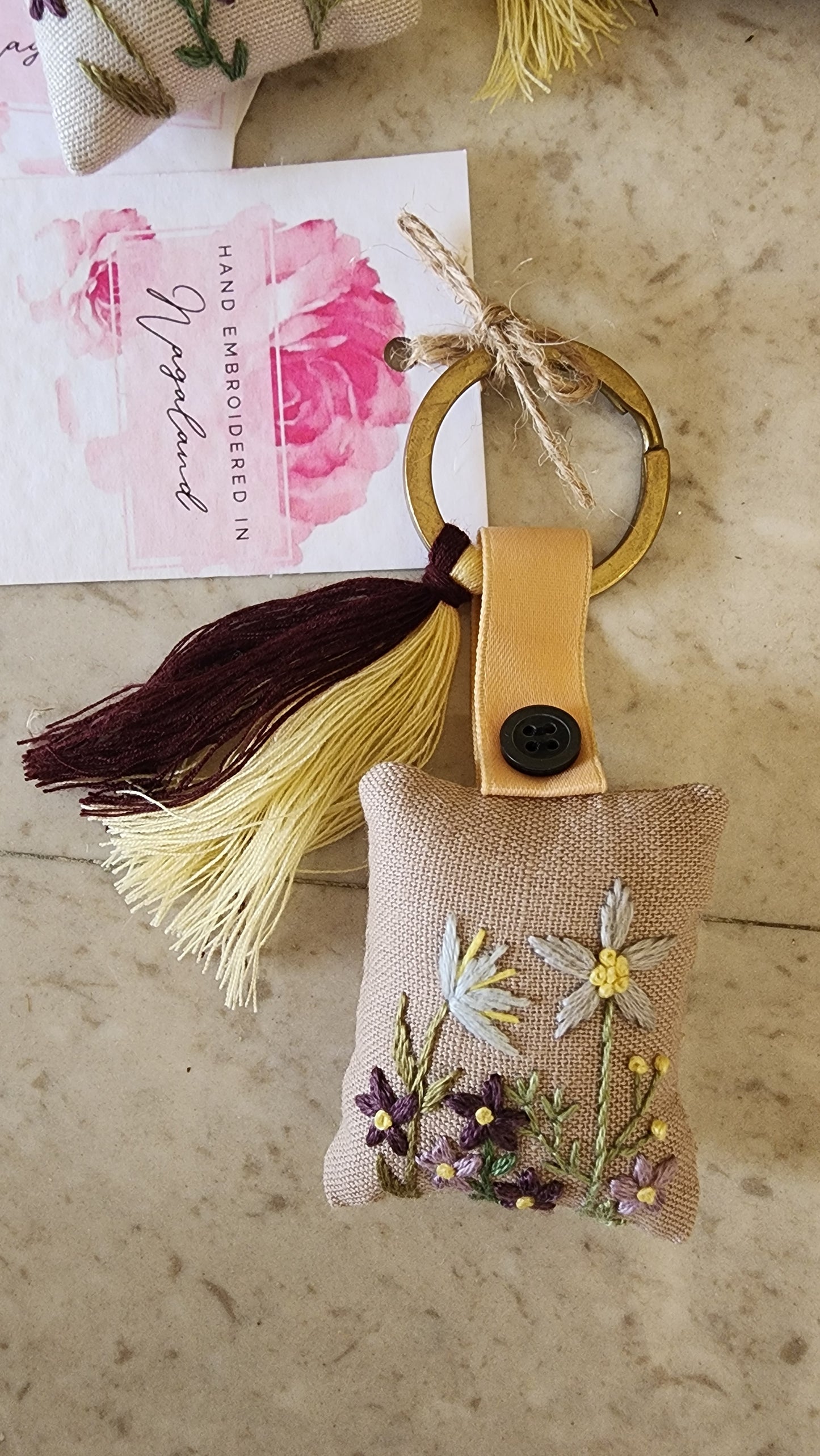 Ikali - Floral - Hand-embroidered Keychain