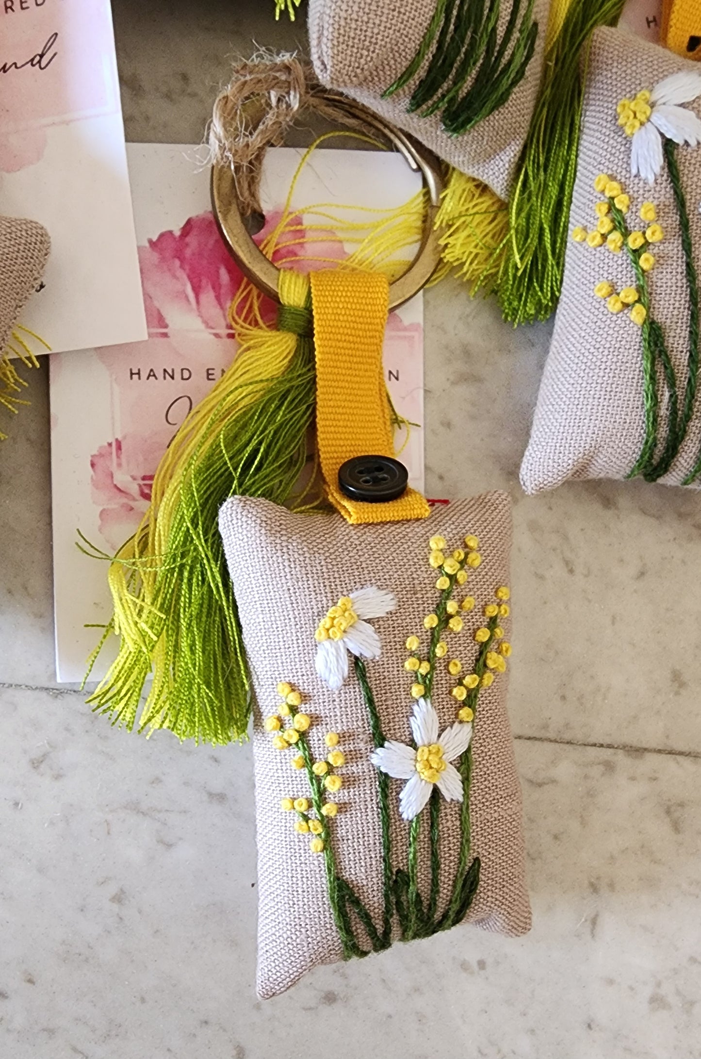 Ikali - Floral - Hand-embroidered Keychain