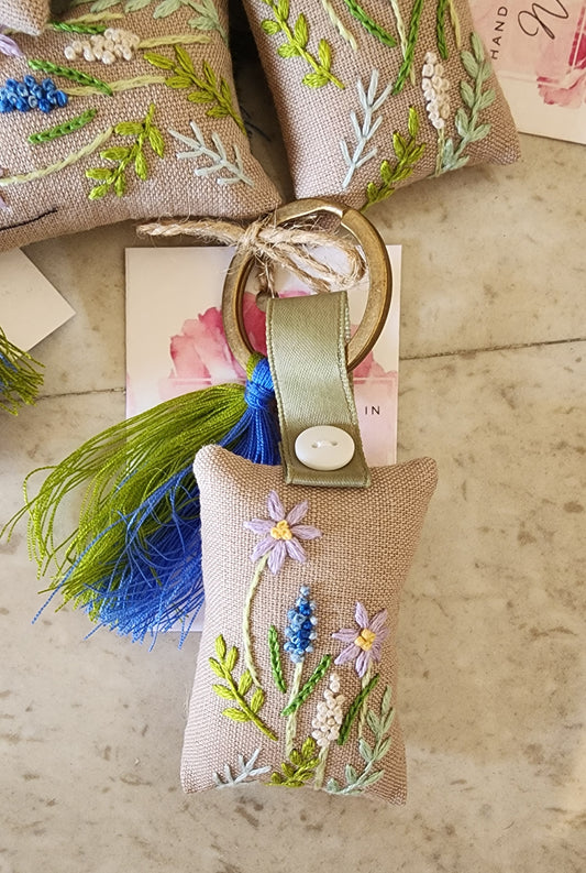 Ikali - Floral - Hand-embroidered Keychain