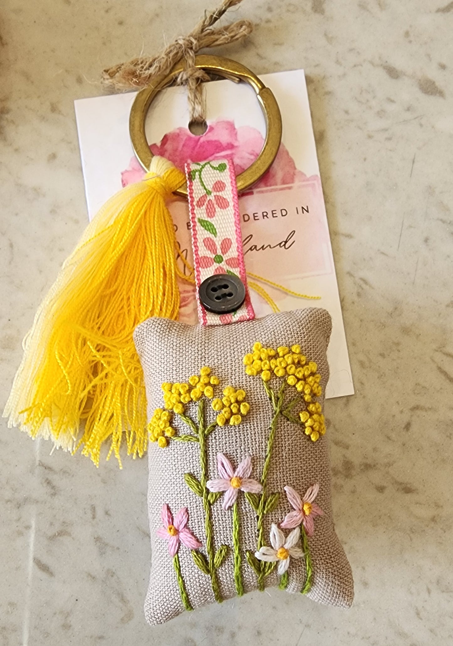 Ikali - Floral - Hand-embroidered Keychain