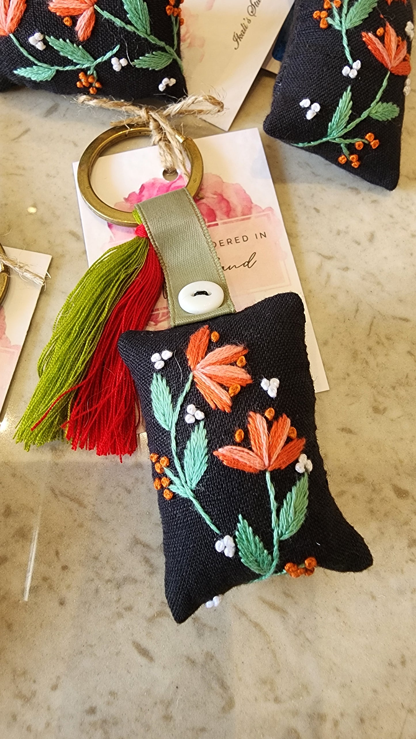 Ikali - Floral - Hand-embroidered Keychain