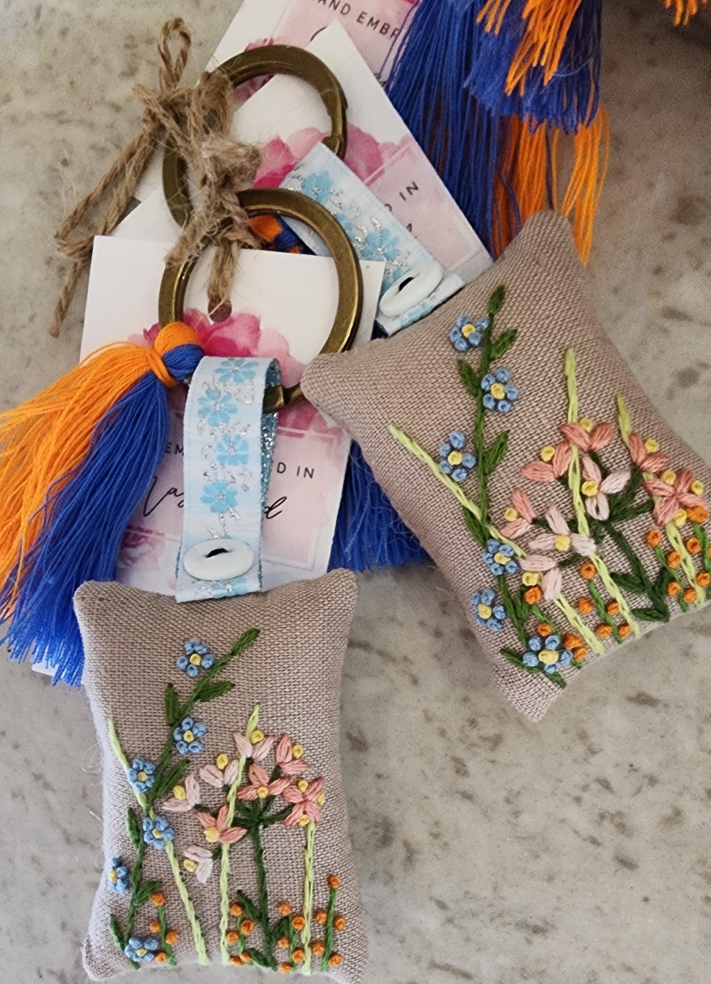 Ikali - Floral - Hand-embroidered Keychain