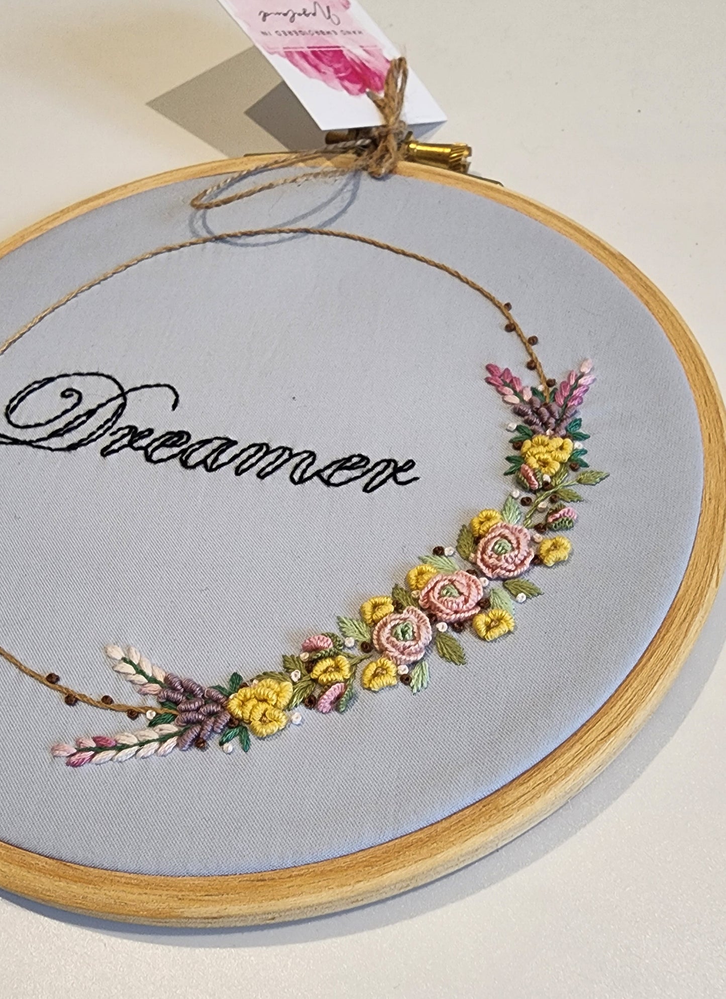 Ikali - Dreamer - Hand-embroidered Wall-hanging Hoop