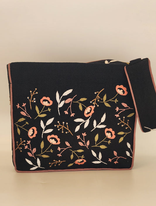 Peachy Pink - Hand-embroidered Kumstu bo Bag