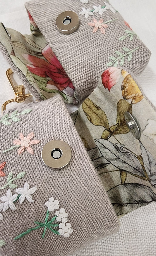 Floral Fusion - Hand-embroidered Earpod Pouch