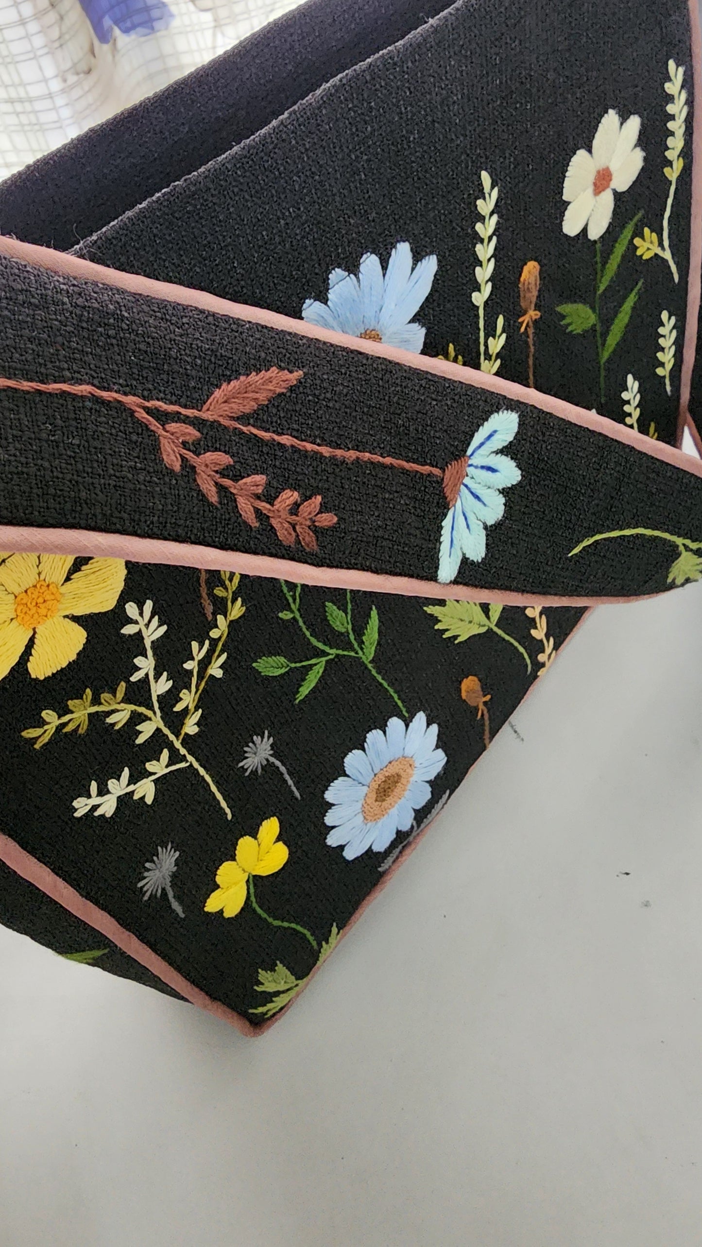 Blue Flowers - Hand-embroidered Kumstu bo Bag