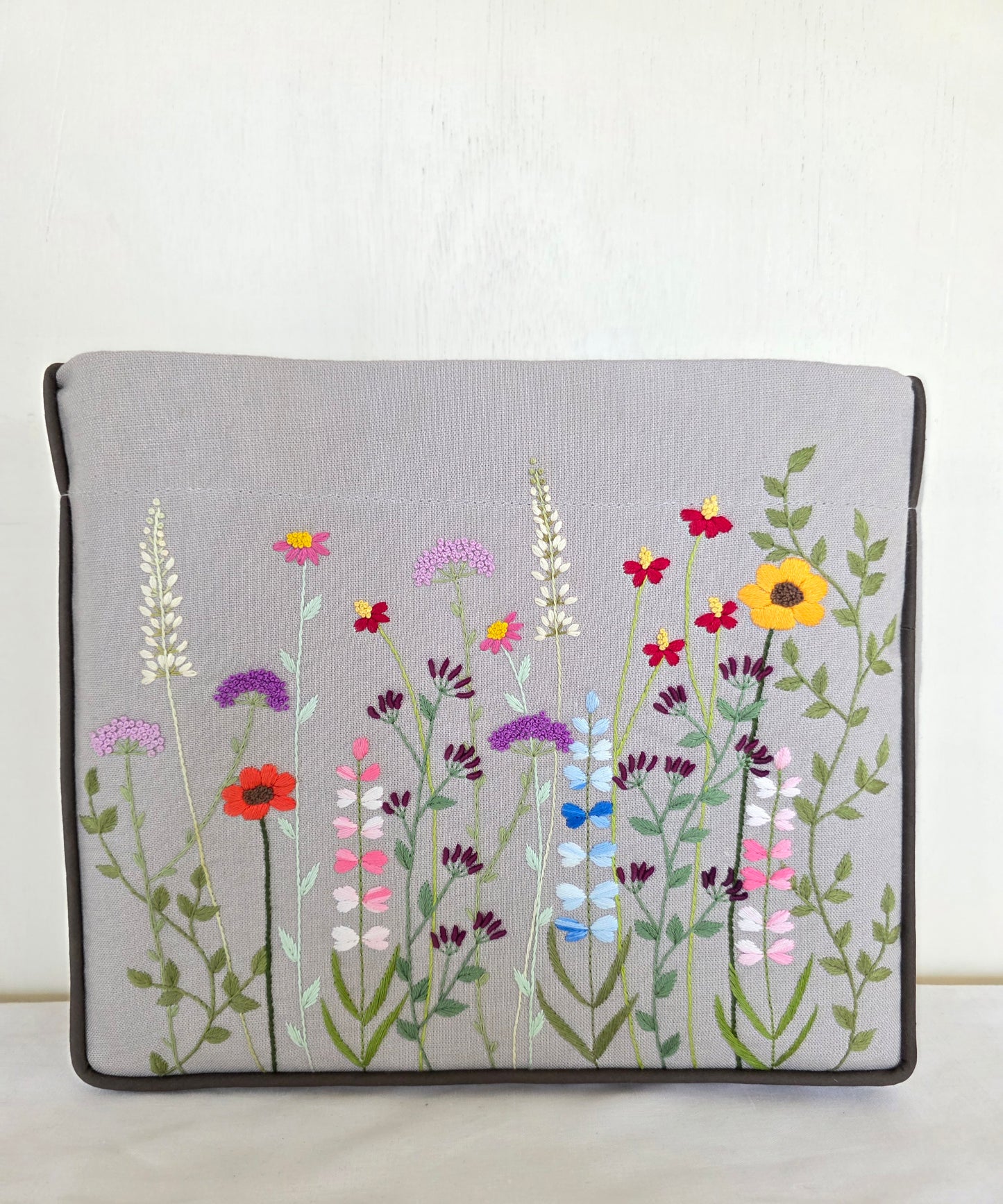 Blooms - Hand-embroidered Kumstu bo Bag (Grey)