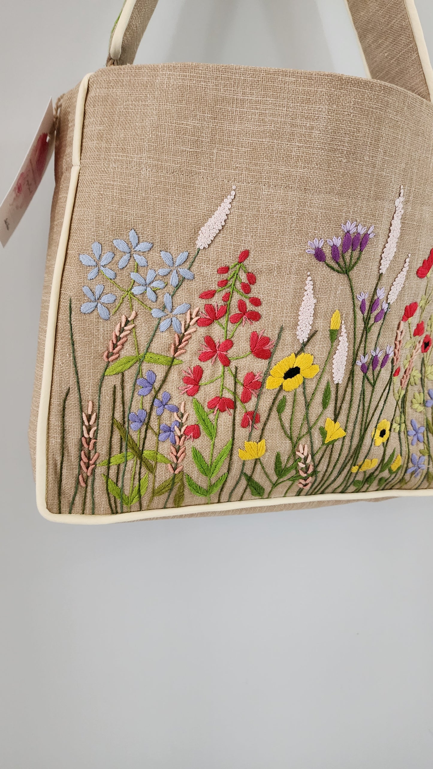 Ikali - Poppy Mix Garden - Hand-embroidered Kumstu bo Bag