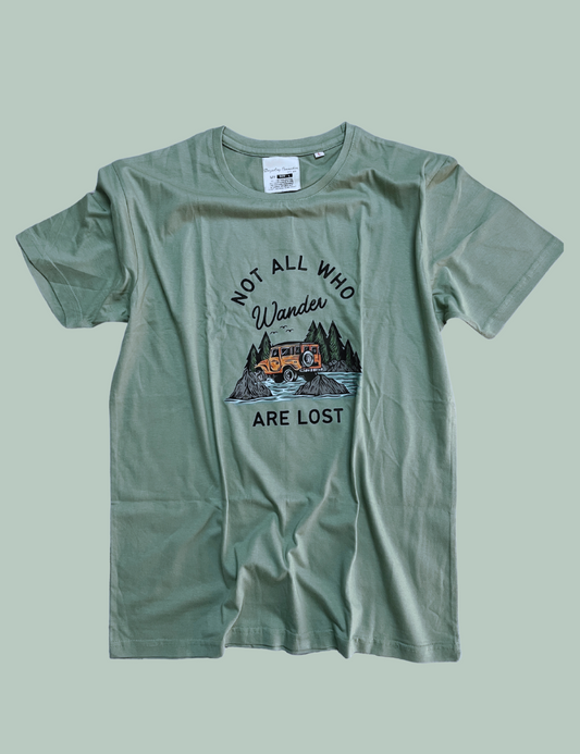 Not All Who Wander Are Lost - Sage Green - Regular Fit 100% Cotton T-Shirt