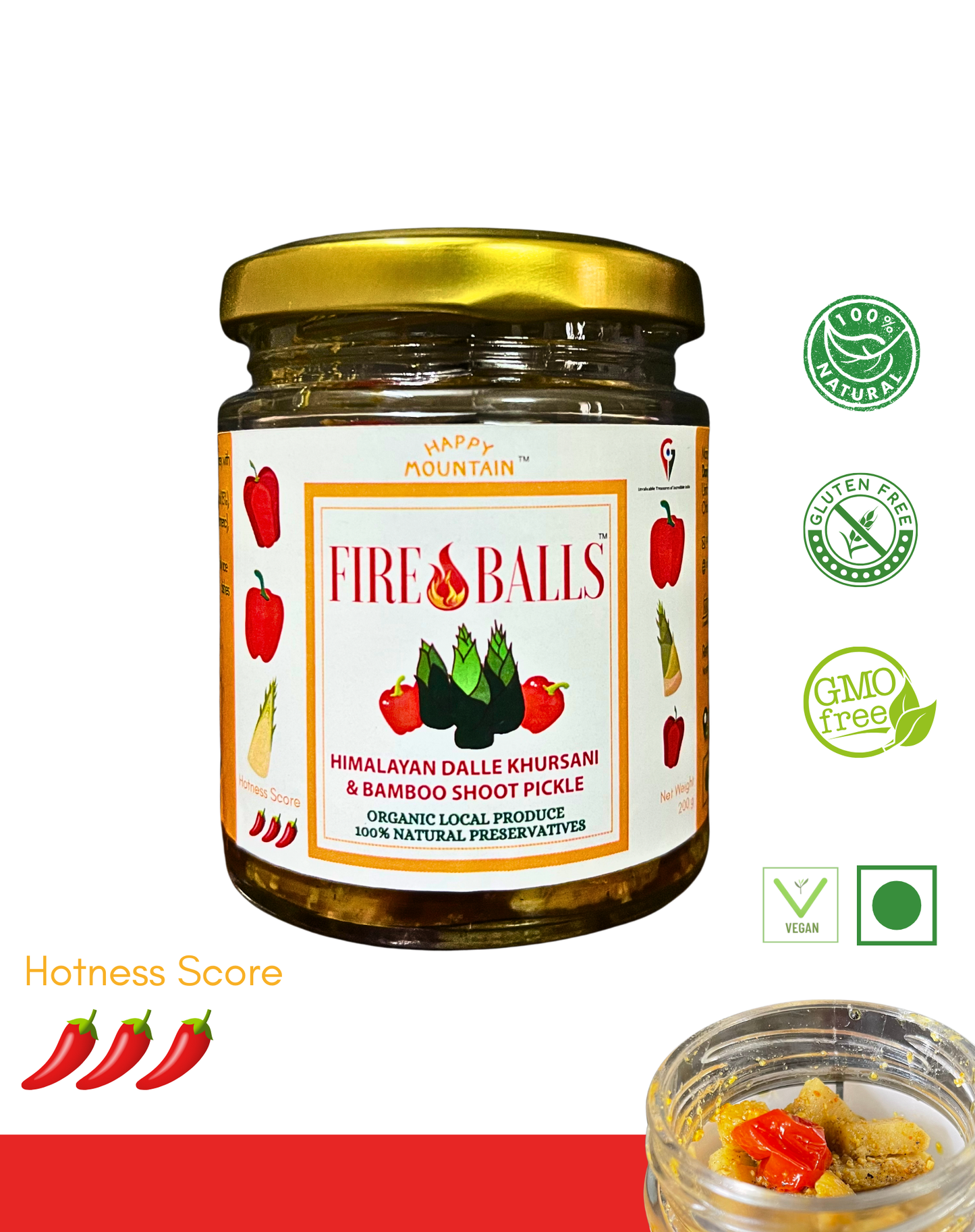 Happy Mountain™ - Fireballs™ - Himalayan Dalle Khursani & Bamboo Shoot Pickle