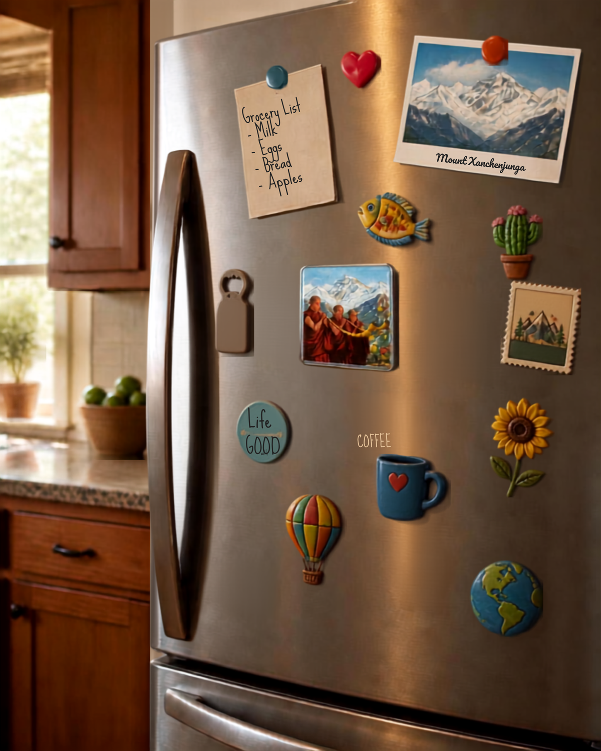 Sturdy Fridge Magnet in Steel - Three Lamas