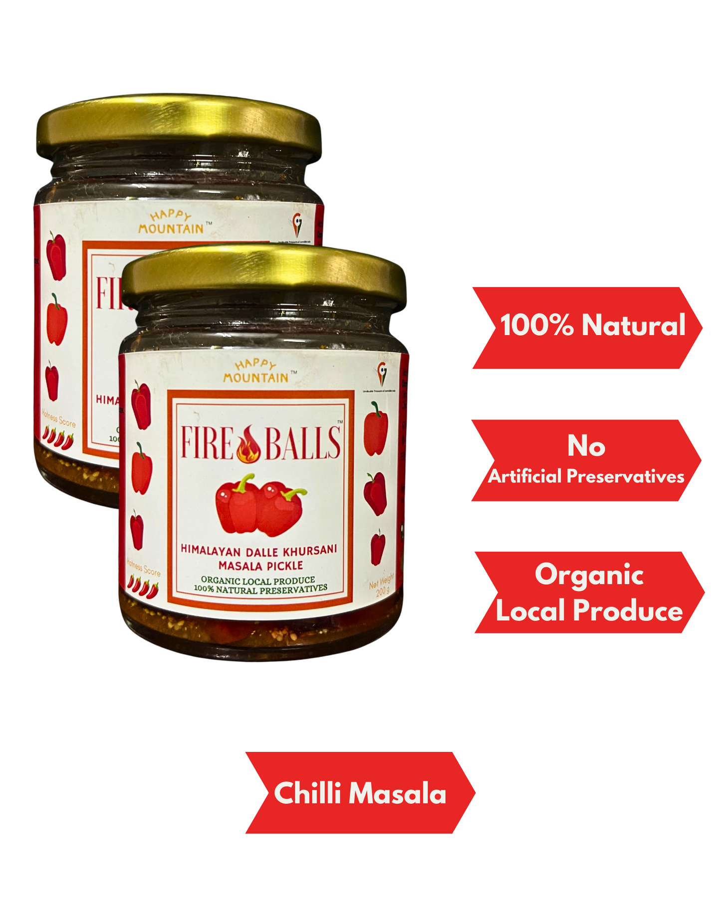 - Happy Mountain™ - Fireballs™ - Himalayan Dalle Khursani Masala Pickle