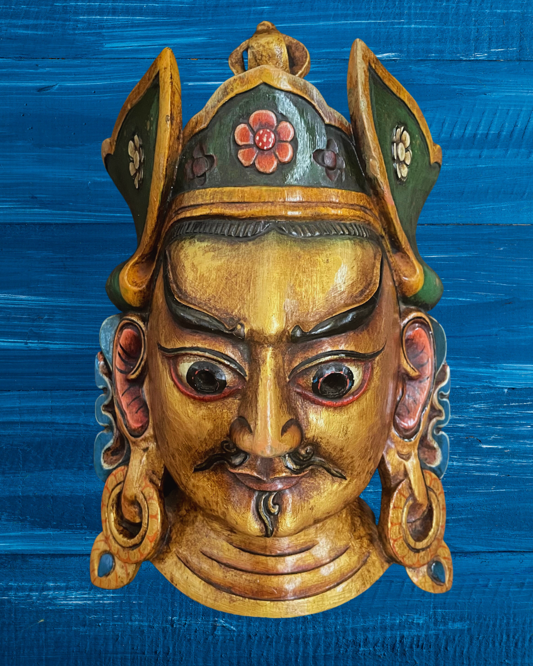Guru Rinpoche Padmasambhava Handmade Wooden Mask
