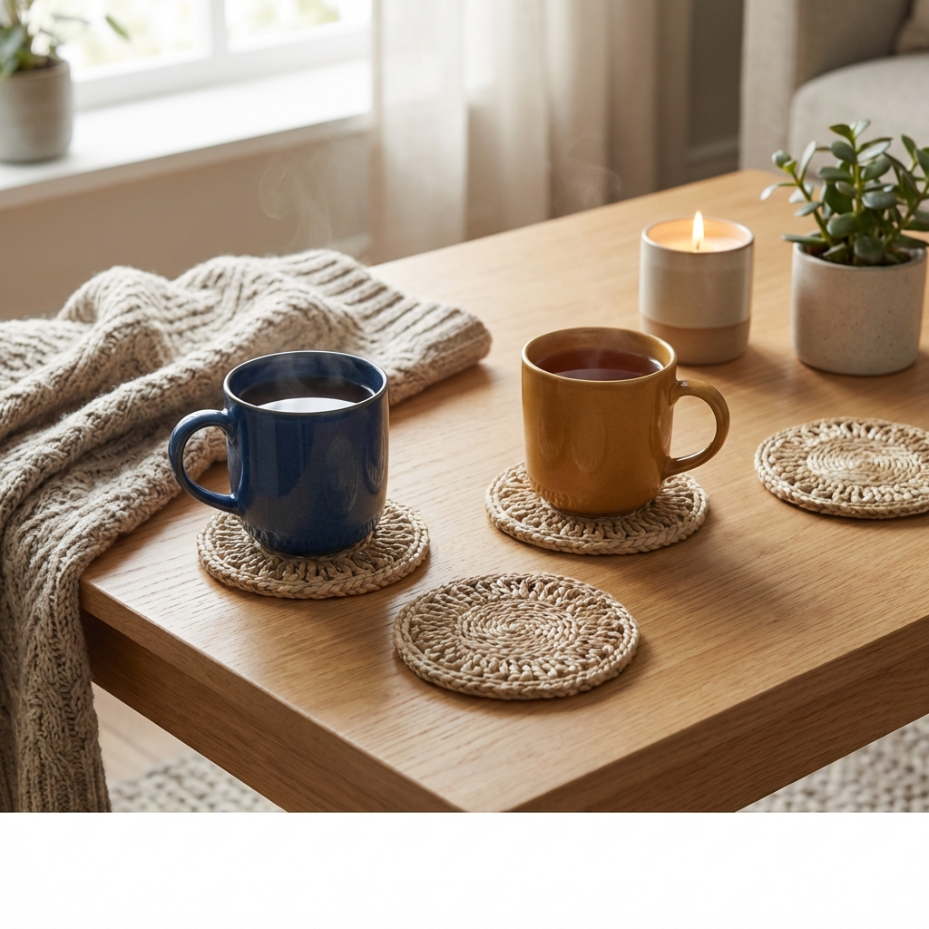 Handwoven Jute Coasters (Set of 6)