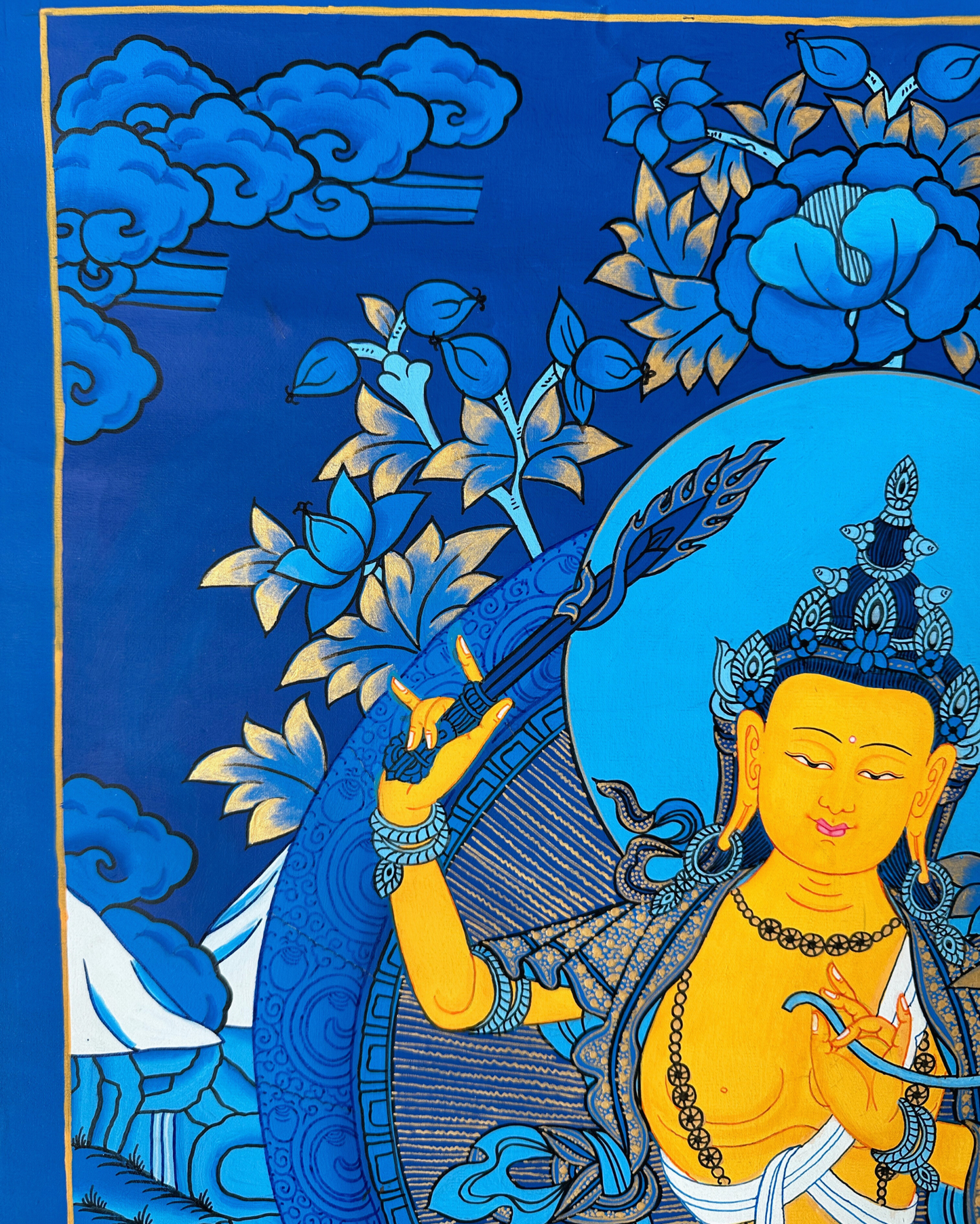 Bodhisattva of Transcendent Wisdom, Manjushri, Prajna (Sanskrit) Thangka