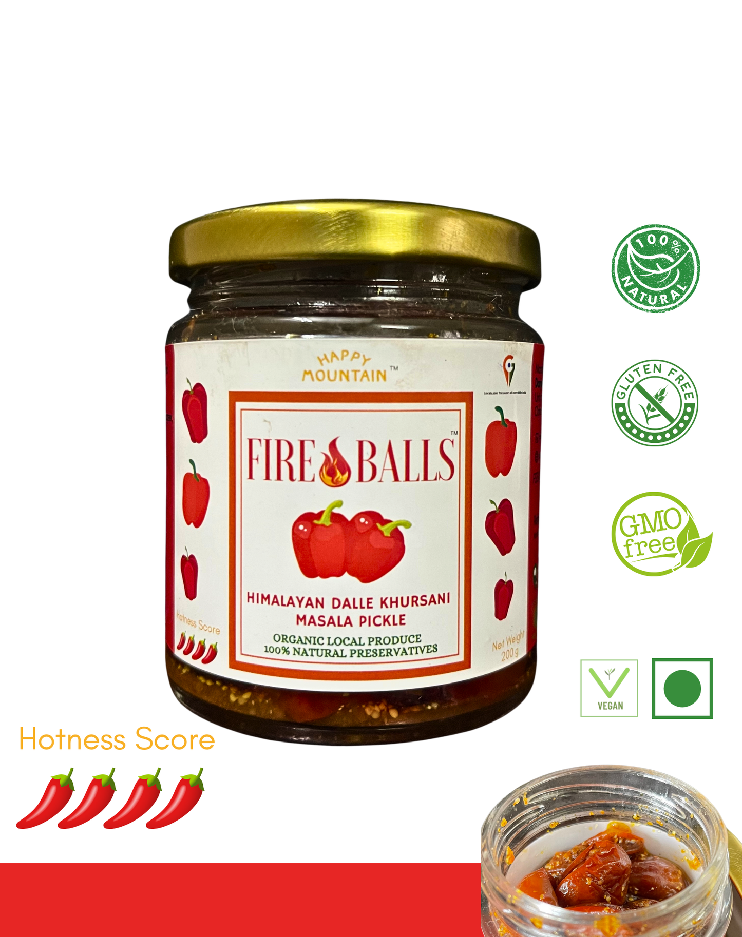 - Happy Mountain™ - Fireballs™ - Himalayan Dalle Khursani Masala Pickle