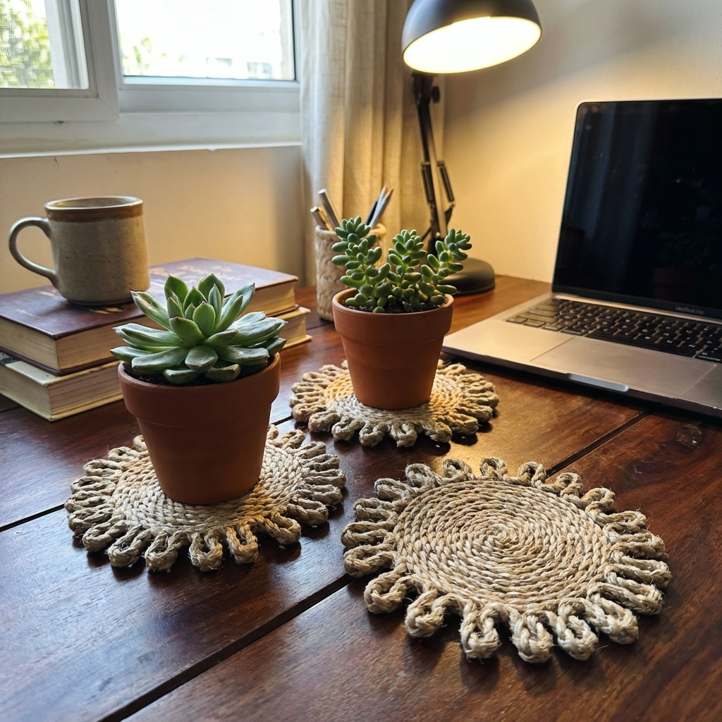 Handwoven Jute Coasters (Set of 6)