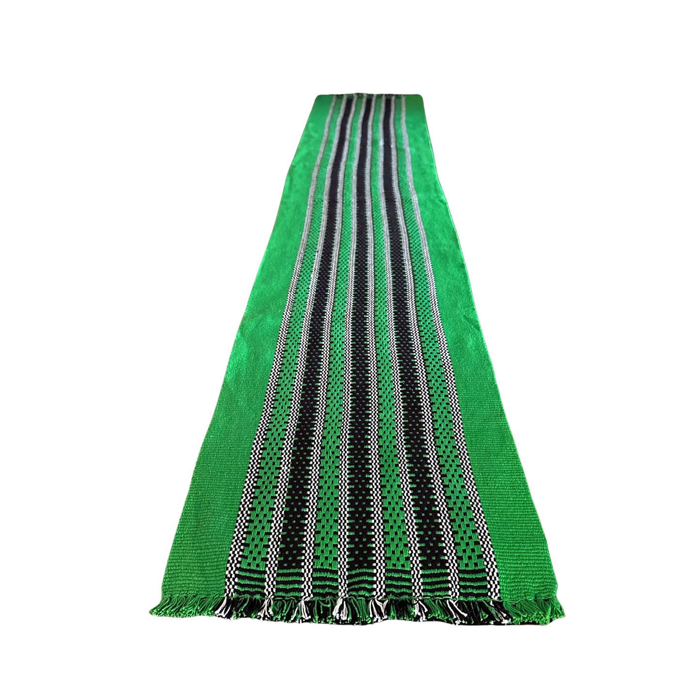Loin Loom Handwoven Table Set: Runner & 6 Table Mats in Parrot Green & Black