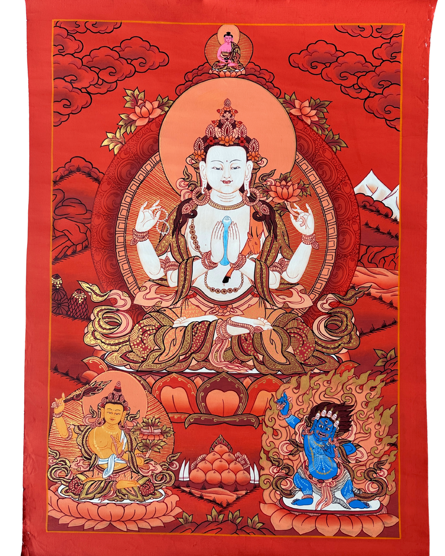 Buddha of Compassion, Avalokiteshvara (Sanskrit), Chenrezig (Tibetan) Thangka