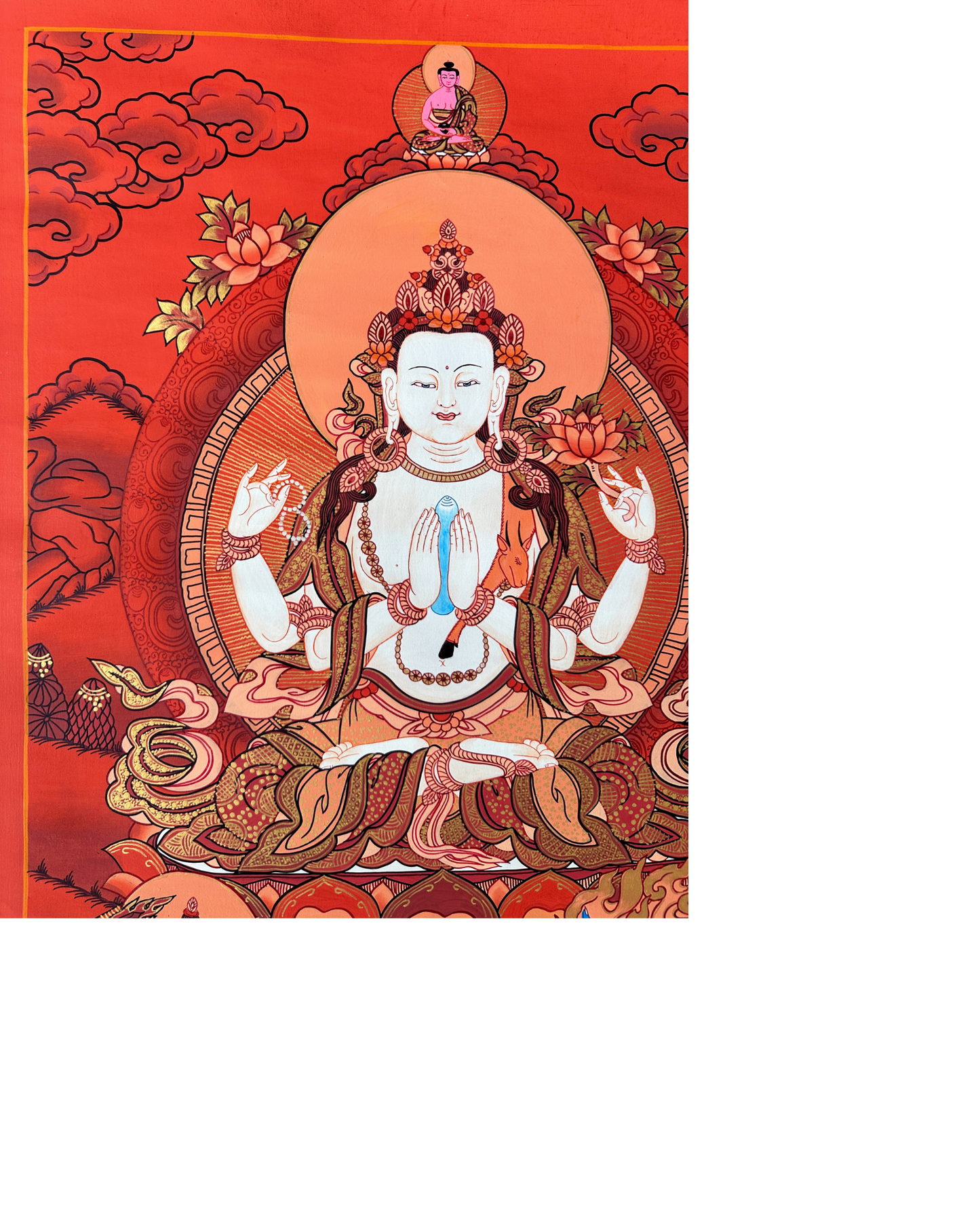 Buddha of Compassion, Avalokiteshvara (Sanskrit), Chenrezig (Tibetan) Thangka