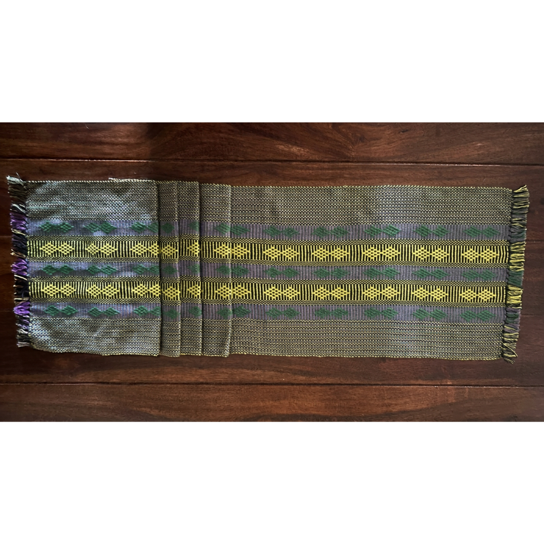 Loin Loom Handwoven Table Runner in Green & Lime Yellow