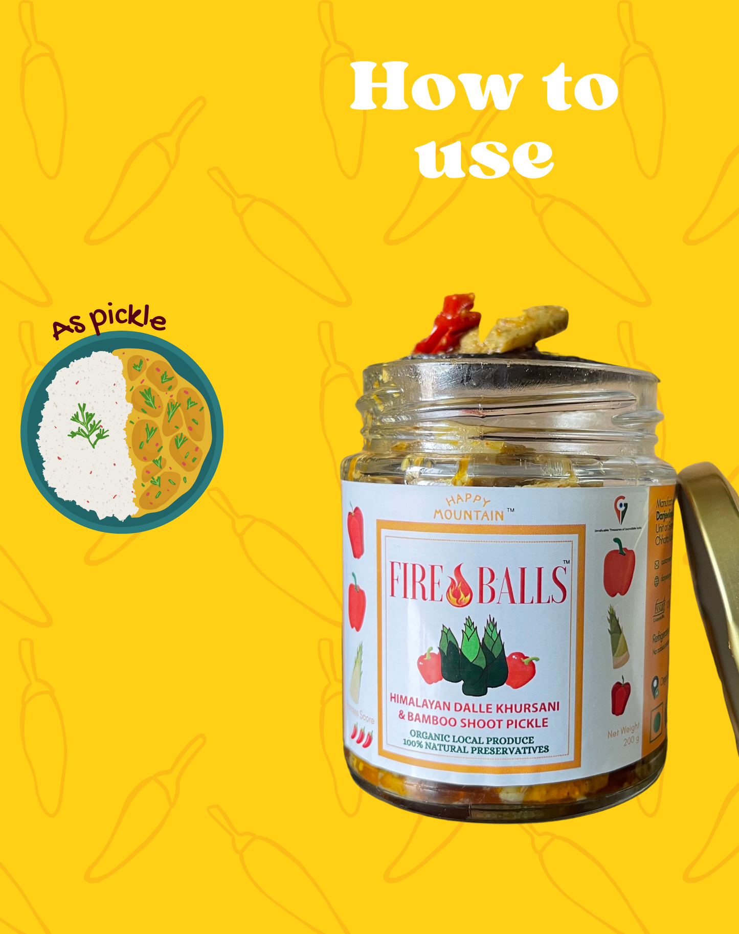 Happy Mountain™ - Fireballs™ - Himalayan Dalle Khursani & Bamboo Shoot Pickle Twin Combo (x 2)