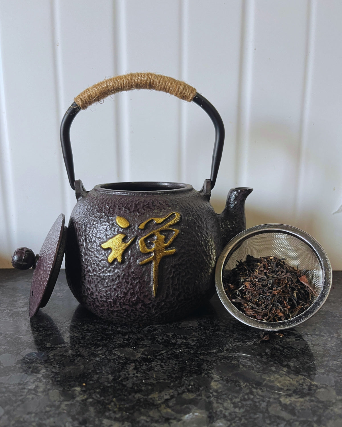 Cast-Iron Hobnail TeaPot - Traditional Japanese Tetsubin (Tetsu-Kyusu) Happy Family Black TeaPot 700ml