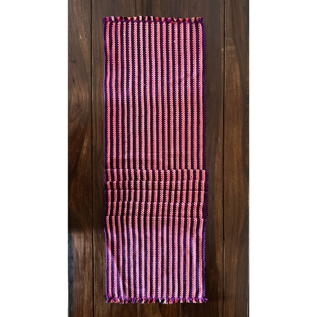 Loin Loom Handwoven Table Runner in Pink & Purple