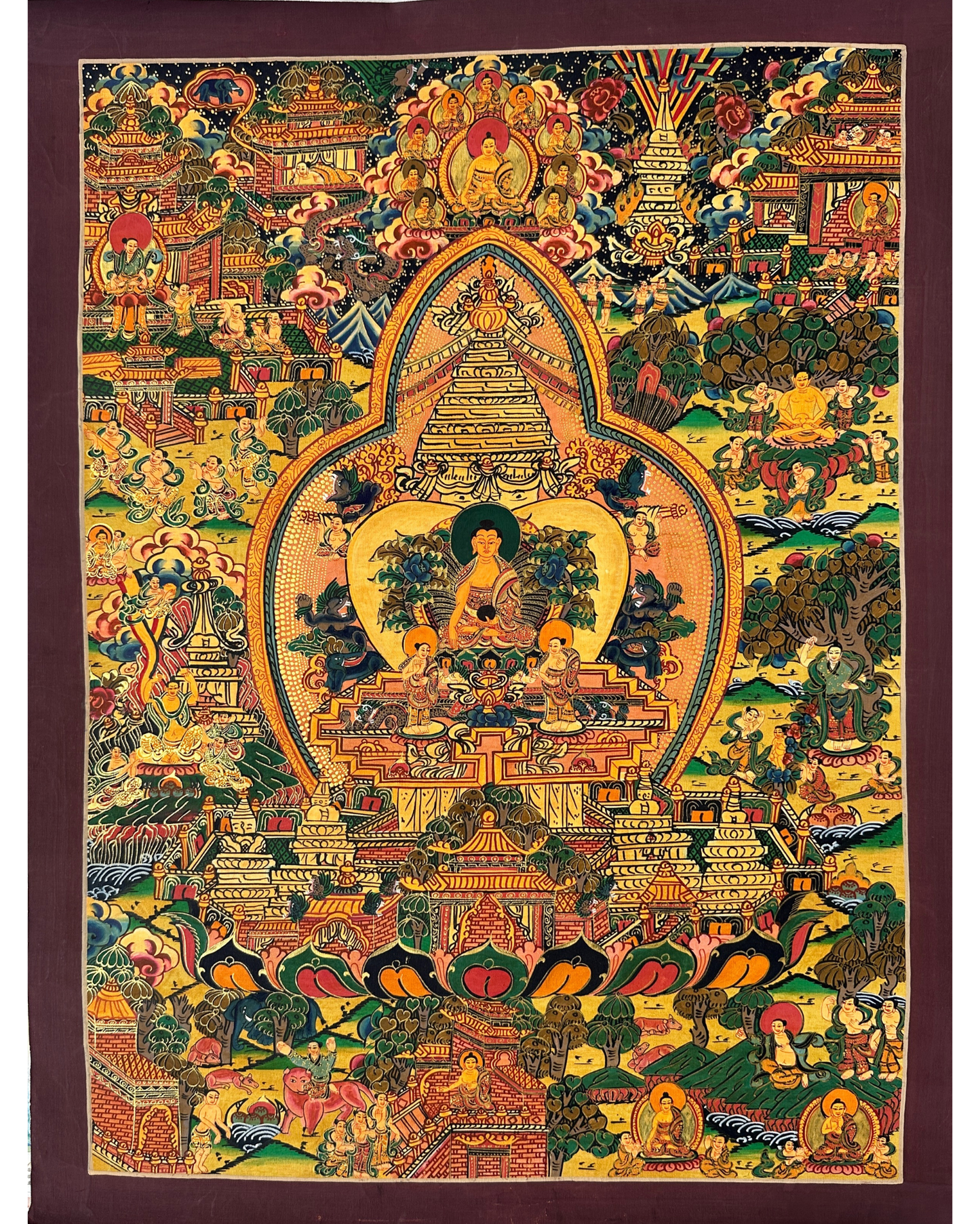 Buddha Life Story Mandala Thangka - A Journey of Enlightenment