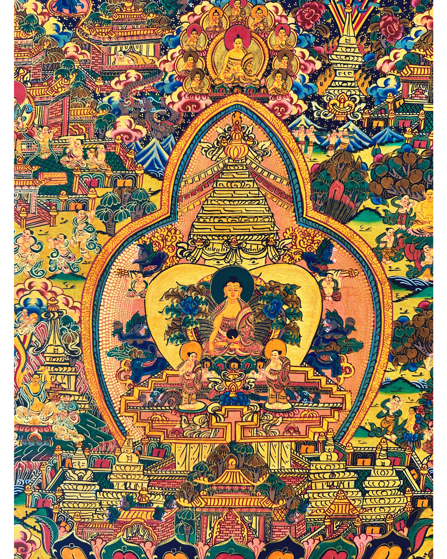 Buddha Life Story Mandala Thangka - A Journey of Enlightenment