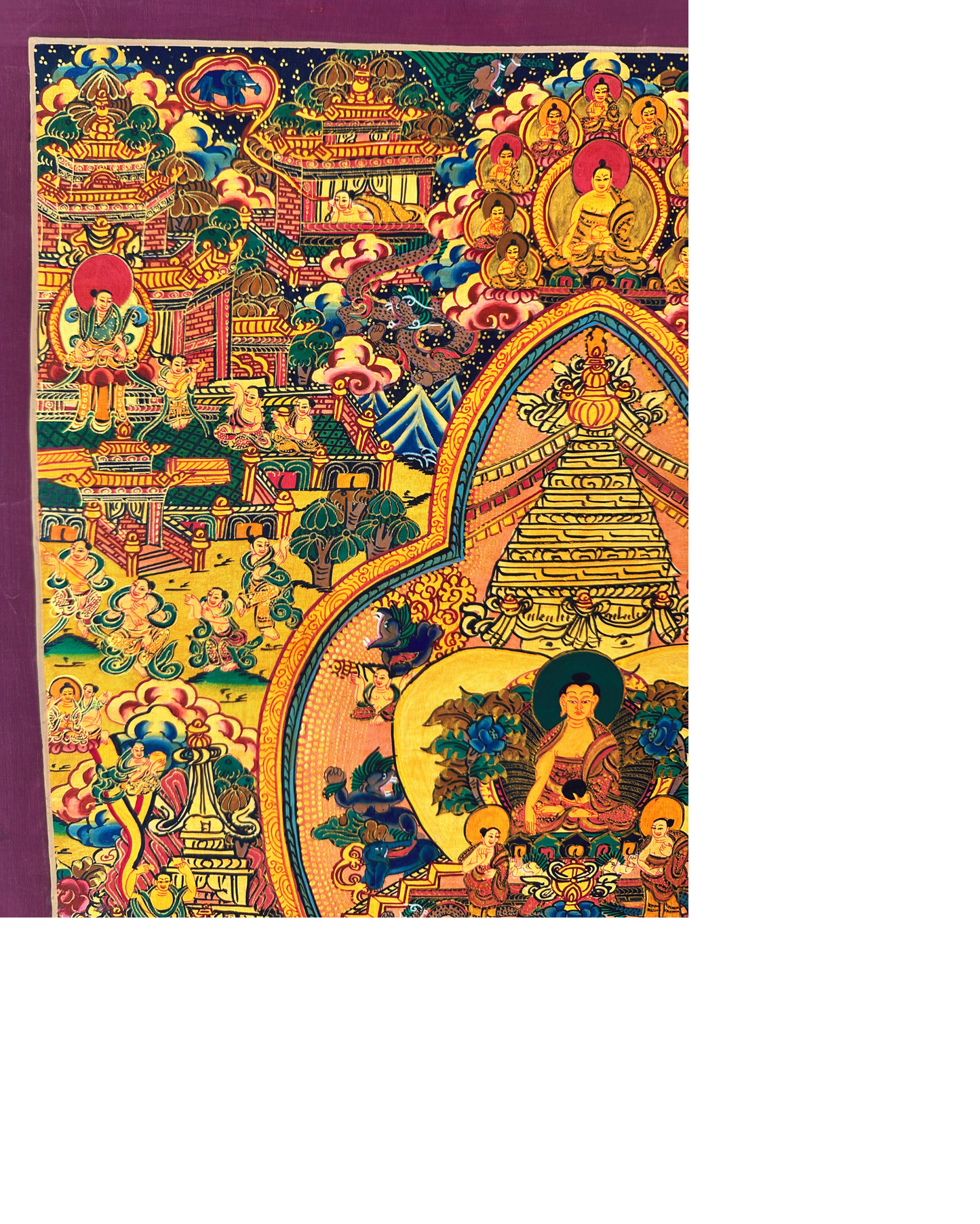 Buddha Life Story Mandala Thangka - A Journey of Enlightenment