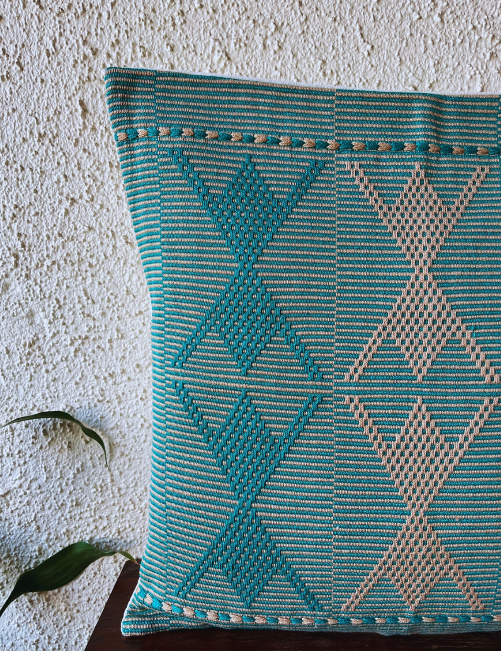 Chizami Weaves - Loin Loom Handwoven Cushion Cover Set in Aqua Green (Set of 2)