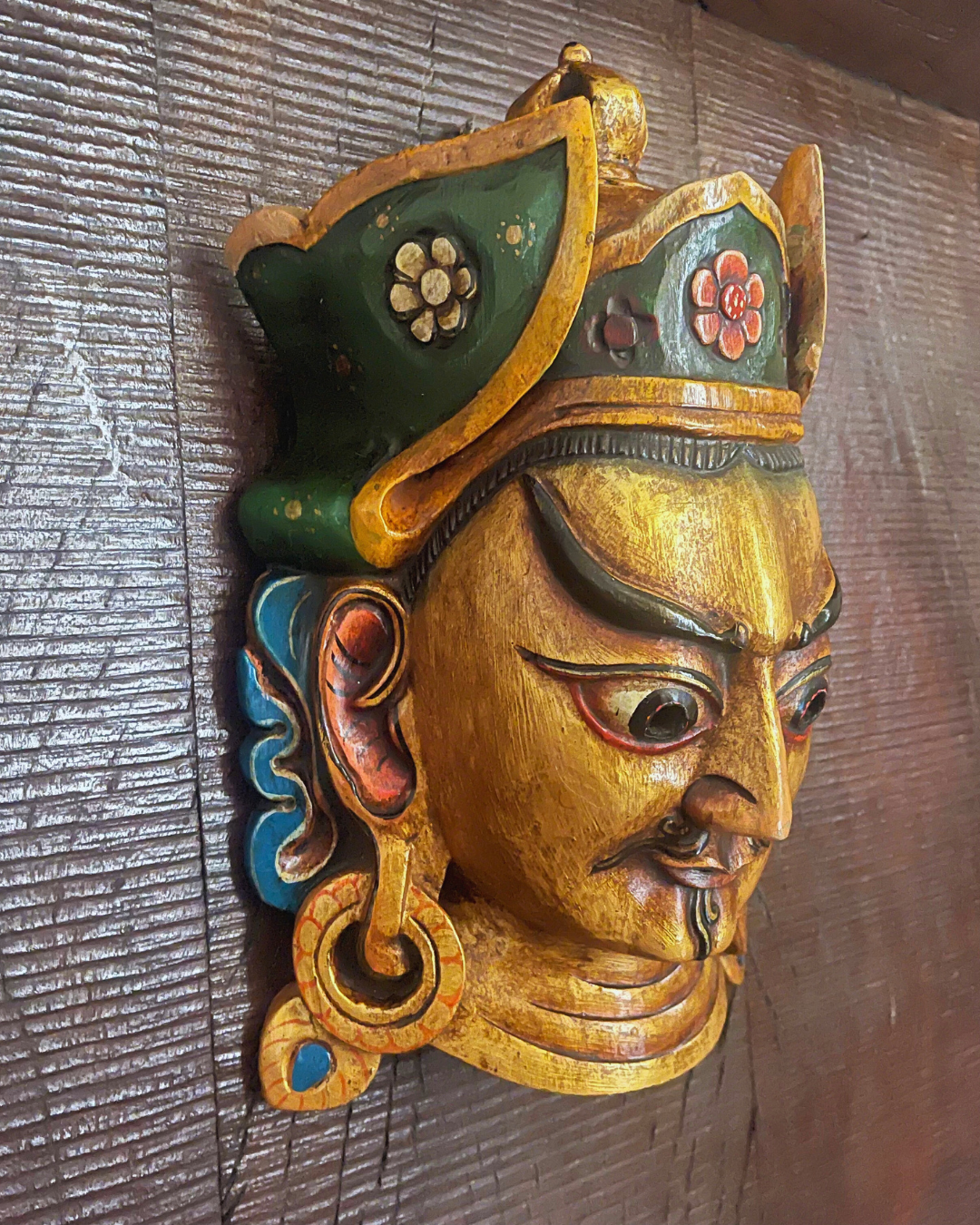 Guru Rinpoche Padmasambhava Handmade Wooden Mask
