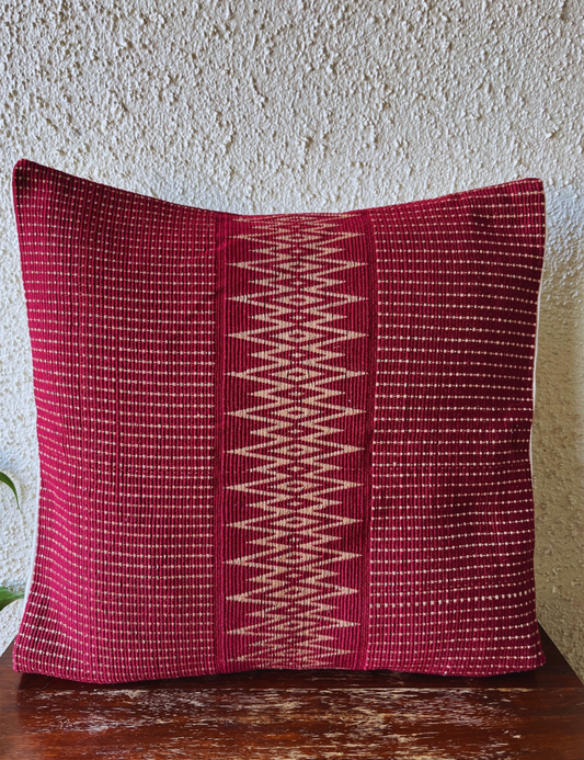 Chizami Weaves - Loin Loom Handwoven Cushion Cover Set in Burgundy (Set of 2)