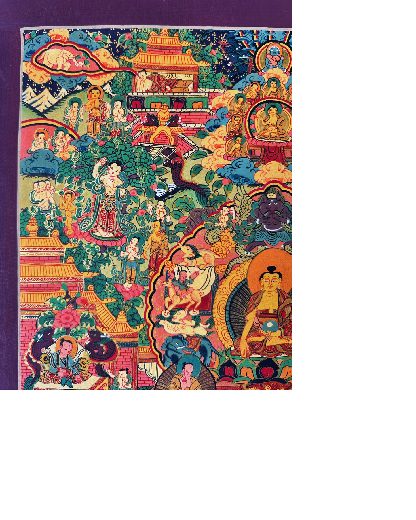 Buddha Life Story Mandala Thangka - A Journey of Enlightenment