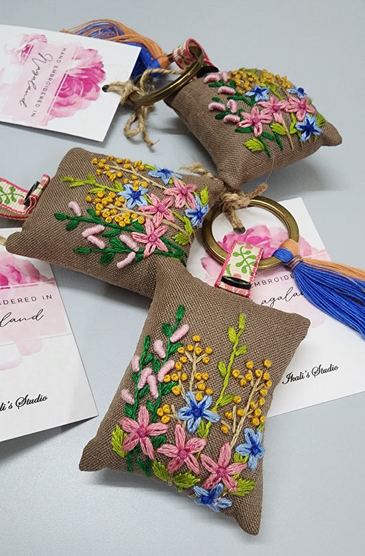 Ikali - Floral - Hand-embroidered Keychain