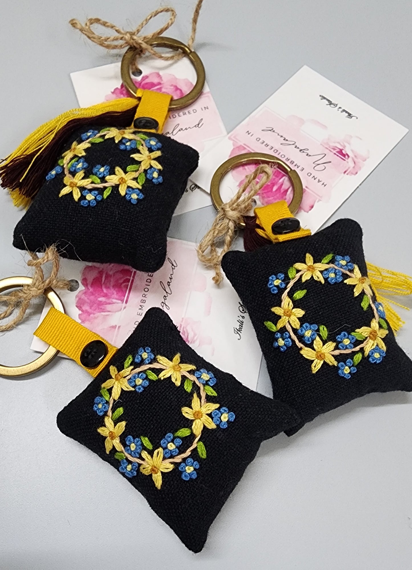 Ikali - Floral - Hand-embroidered Keychain