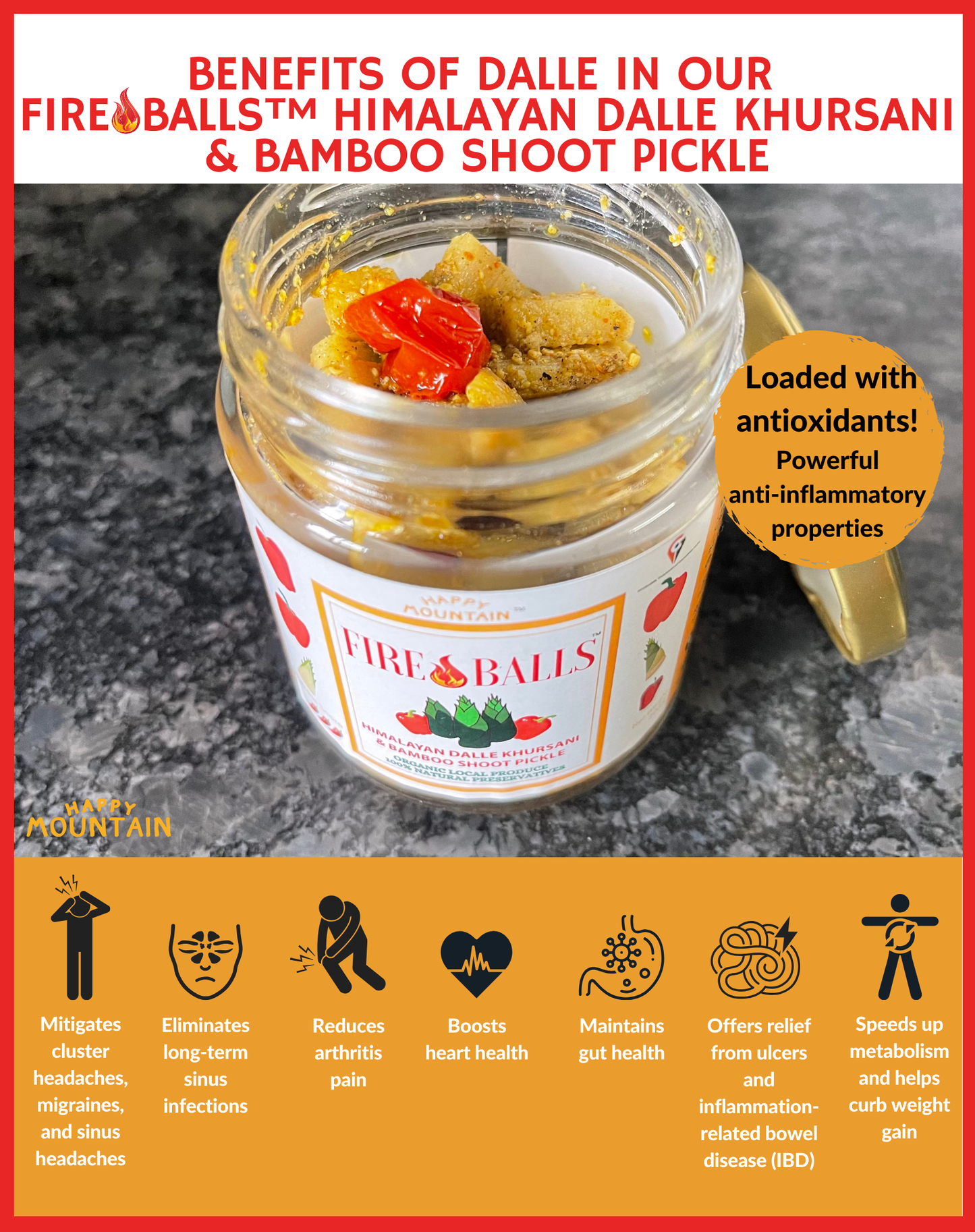 Happy Mountain™ - Fireballs™ - Himalayan Dalle Khursani & Bamboo Shoot Pickle