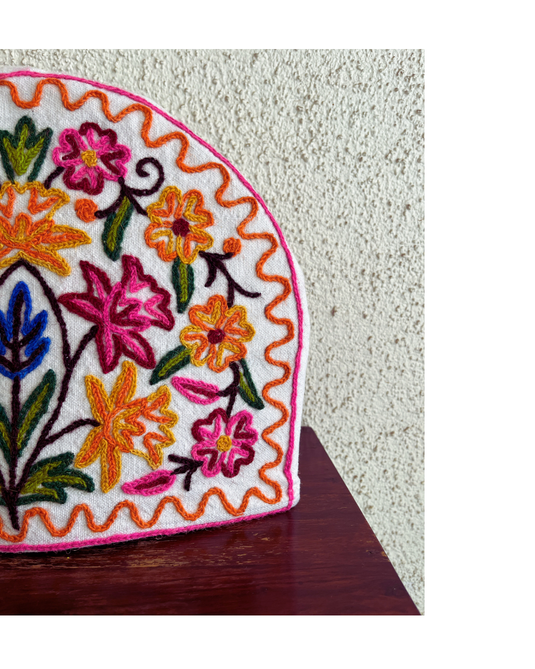 Handmade Tea Cosy - Kashmiri crewel embroidery, Large