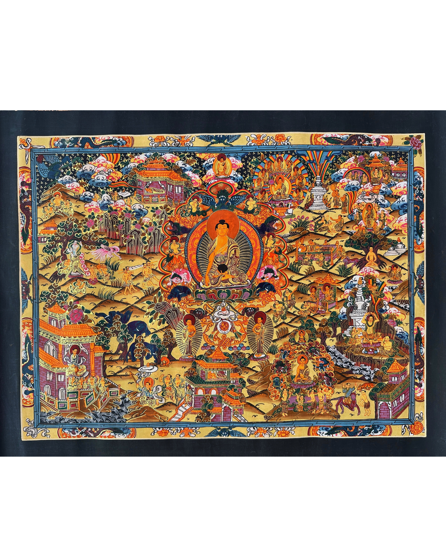 Buddha Life Story Mandala Thangka - A Journey of Enlightenment