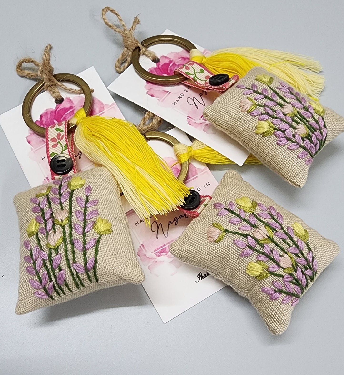 Ikali - Floral - Hand-embroidered Keychain