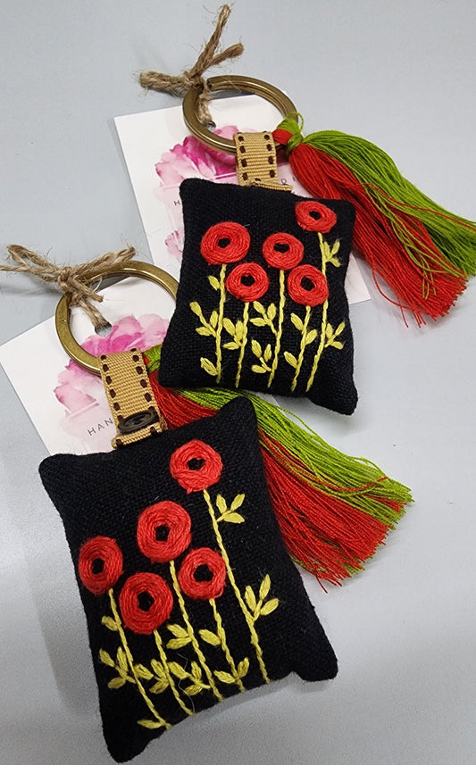 Ikali - Floral - Hand-embroidered Keychain