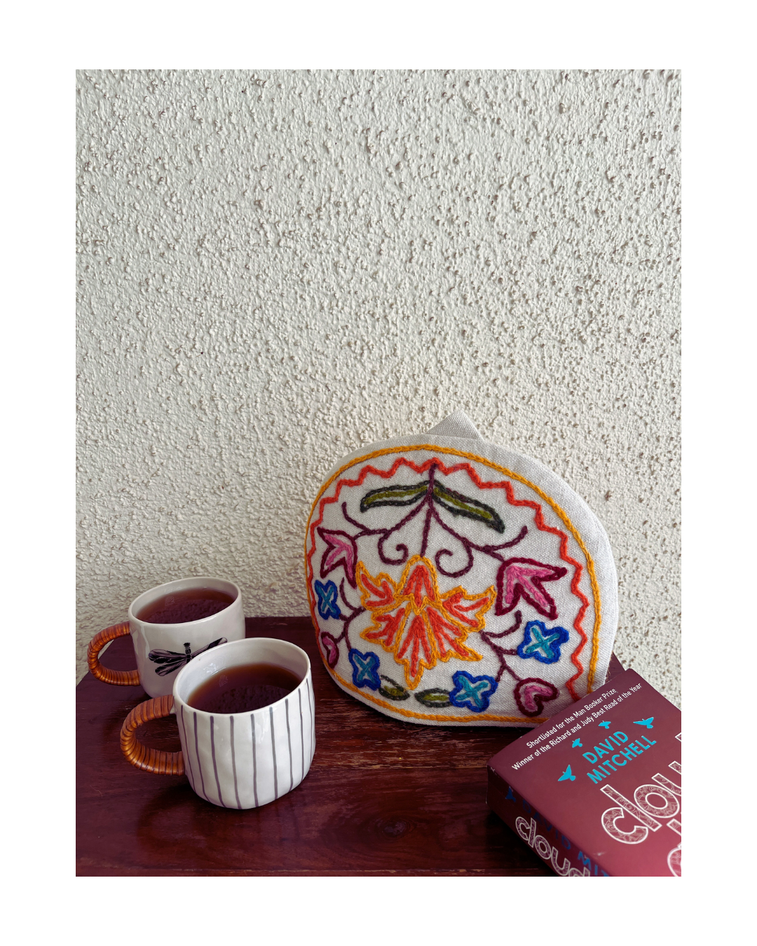 Handmade Tea Cosy - Kashmiri crewel embroidery, Medium
