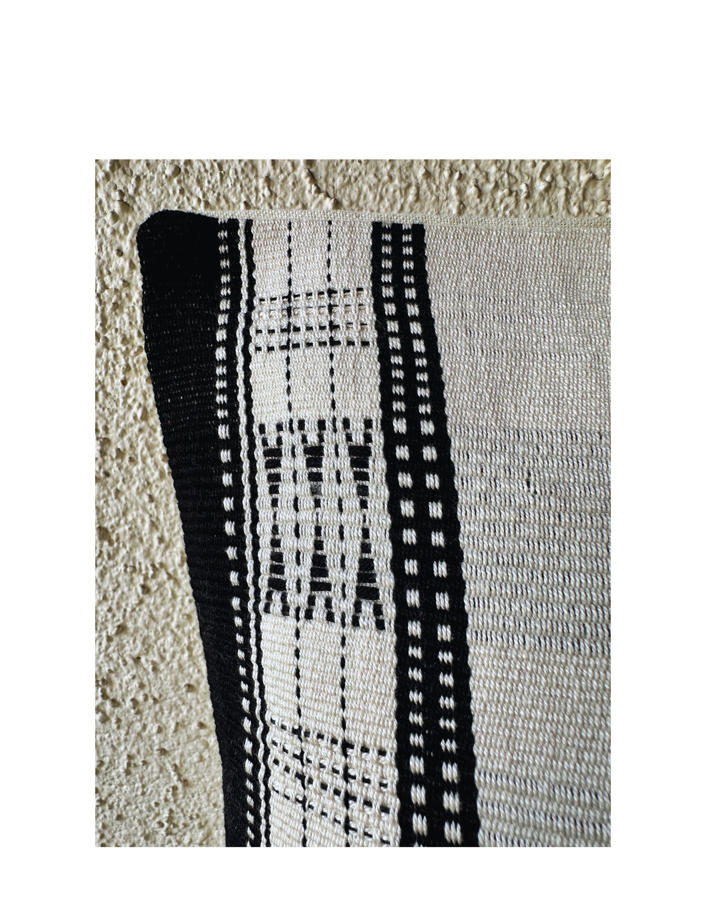 Chizami Weaves - Loin Loom Handwoven Cushion Cover Set in White with Black Motifs (Set of 2)