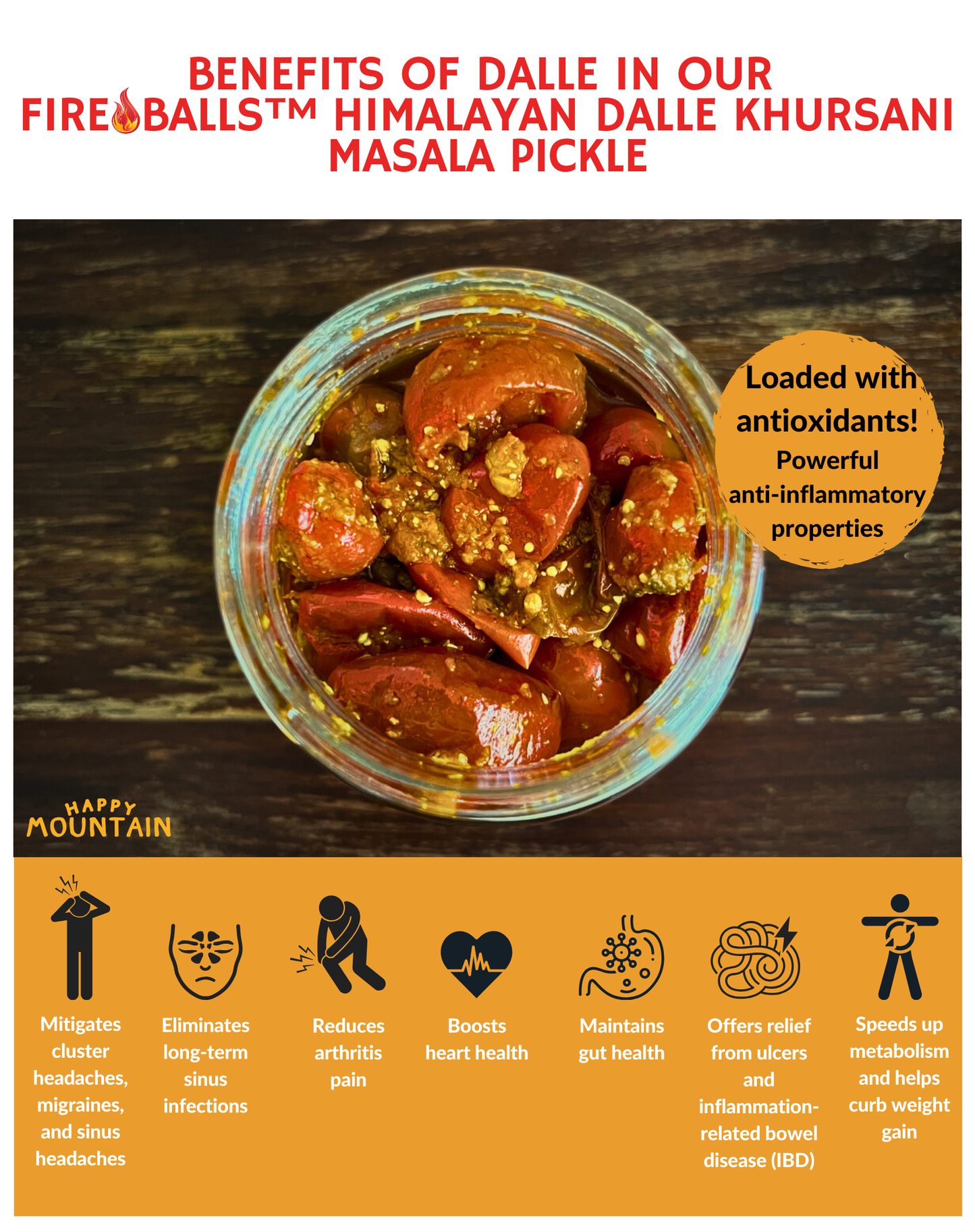 Happy Mountain™ - Fireballs™ - Cherry Chilli Peppers (Dalle Khursani) Masala Pickle Twin Combo (x 2)