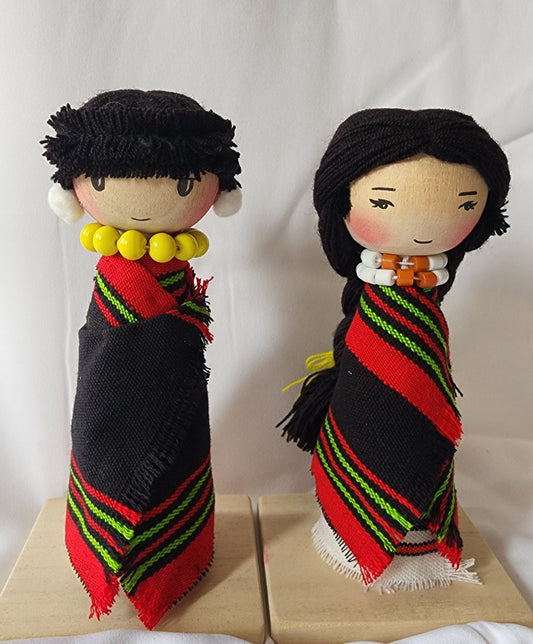 Ikali - Little Naga - Angami Couple - Wooden Doll Pair