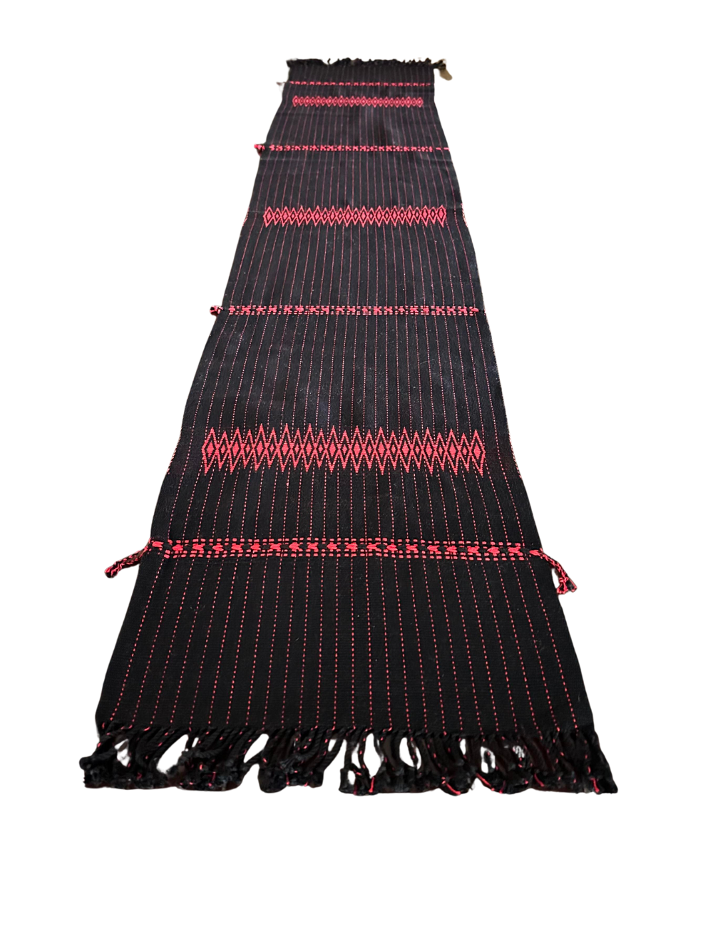 Chizami Weaves - Loin Loom Handwoven Table Runner in Black & Red
